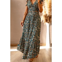 Azura Exchange Floral Ruffled Crop Top and Maxi Skirt Set - L thumbnail