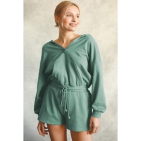 Blue French Terry Hoodie Romper - XL thumbnail