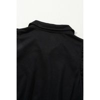 Black Zipper Flutter Sleeve Drawstring High Waist Jumpsuit - S thumbnail