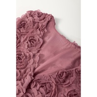 Heather Floral Textured V Neck Wrapped Sleeveless Bodysuit - L thumbnail
