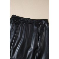 Black PU Leather Side Slits Slim Fit High Waist Mini Skirt - L thumbnail