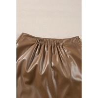 Coffee Bowknot Faux Leather Mini Skirt - L thumbnail