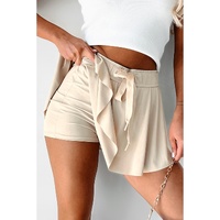 Beige Drawstring High Waist Lined Tennis Skorts - XL thumbnail
