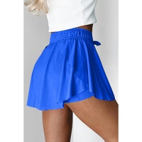 Sky Blue Drawstring High Waist Lined Tennis Skorts - M thumbnail