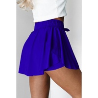Dark Blue Drawstring High Waist Lined Tennis Skorts - S thumbnail