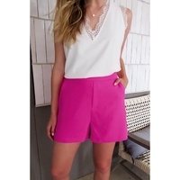 Sachet Pink Half Elastic Waist Casual Pocketed Shorts - M thumbnail