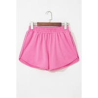 Bonbon Color Block Stripes Elastic High Waist Active Shorts - L thumbnail