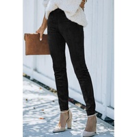 Black High Waist Faux Suede Skinny Leggings - S thumbnail