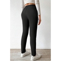 Black Thermal Lined Drawstring High Waist Leggings - M thumbnail
