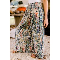 Azura Exchange Floral Print Shirred High Waist Wide Leg Pants - XL thumbnail