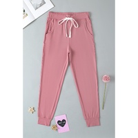 Fushia Drawstring Waist Pocketed Joggers - S thumbnail
