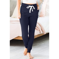 Navy Blue Drawstring Waist Pocketed Joggers - S thumbnail