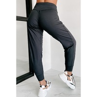 Black Exposed Seam High Waist Pocketed Joggers - S thumbnail