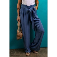 Wild Wind Belted Frilly Waist Wide Leg Loose Pants - L thumbnail