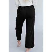 Black Mineral Wash Exposed Seam Wide Leg Pants - S thumbnail