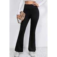 Black Thermal Lined Split Flare Leg Pants - M thumbnail