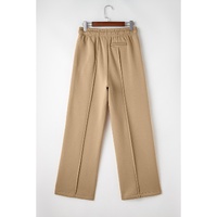 Smoke Gray Exposed Seam Drawstring High Waist Wide Leg Pants - L thumbnail