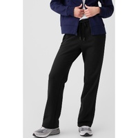 Black Solid Color Fleece Lined Drawstring Waist Casual Pants - L thumbnail
