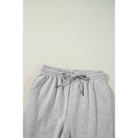 Light Grey Solid Color Fleece Lined Drawstring Waist Joggers - 2XL thumbnail