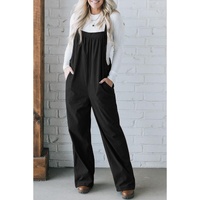 Black Solid Pocketed Loose Fit Corduroy Overall - XL thumbnail