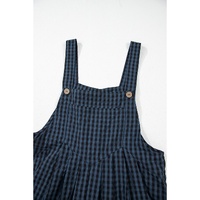 Sail Blue Plaid Print Buttoned Pocketed High Waist Overall - M thumbnail