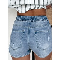 Myosotis Drawstring High Waist Distressed Denim Shorts - 10 US thumbnail