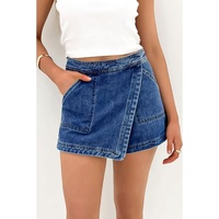 Ashleigh Blue Faux Wrapped Mini Denim Skort - 4 US thumbnail