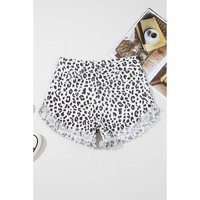 White Leopard Frayed Hem Denim Shorts - 8 US thumbnail