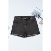 Carbon Grey Raw Hem High Waist Denim Shorts - 10 US thumbnail