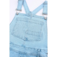 Sky Blue Constructed Bib Pocket Distressed Denim Overalls - M thumbnail