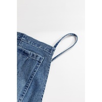 Dusk Blue Adjustable Tie Straps Cropped Wide Leg Denim Overalls - XL thumbnail