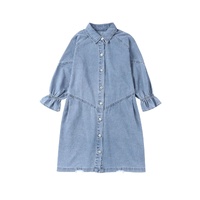 Azura Exchange Sky Blue Buttoned Long Sleeve Denim Mini Dress - M thumbnail
