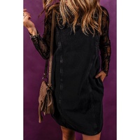 Black Sleeveless Shift Denim Dress - M thumbnail