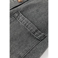 Medium Grey Wide Strap Button Front Pocketed Denim Mini Dress - S thumbnail