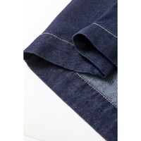 Dirty blue Zipped up Bodice Collared Short Puff Sleeve Denim Dress - S thumbnail
