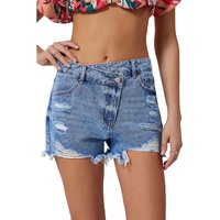 Sky Blue High Rise Crossover Waist Denim Shorts - 8 US thumbnail