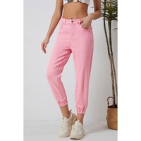 Azura Exchange Acid Wash Elastic Cuffed Jeans - 10 US thumbnail