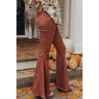 Azura Exchange High Waist Raw Hem Flare Jeans - 8 US thumbnail