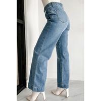 Dusk Blue Multi Buttons Medium Wash Straight Loose Leg Jeans - 8 US thumbnail