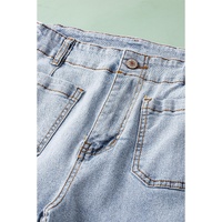 Beau Blue Acid Wash Contrast Edge Pocketed Cropped Jeans - 12 US thumbnail