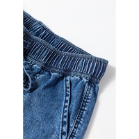 Sail Blue Mineral Wash Drawstring Waist Loose Straight Denim Pants - 8 US thumbnail