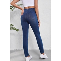 Ashleigh Blue Multiple Pockets Straight Leg Washed Stretchy Knit Casual Jeans - XL thumbnail