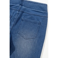 Navy Blue Skinny Elastic Waist Ankle Length Mid Waist Jeggings with Pockets - L thumbnail