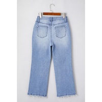 Beau Blue Mineral Wash Raw Hem High Waist Flared Jeans - 6 US thumbnail