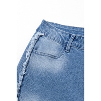 Beau Blue Vintage Stitching Raw Hem Flared Jeans - 6 US thumbnail
