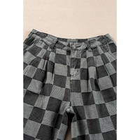 Dark Grey Checkered Denim Wide Leg Jeans - 10 US thumbnail