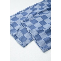Dusk Blue Checkered Denim Wide Leg Jeans - 4 US thumbnail