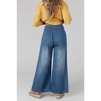 Ashleigh Blue Smocked Waist Wide Leg Jeans - S thumbnail