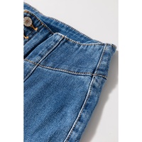 Sail Blue High Waist Button Fly Seamed Raw Hem Flare Jeans - 6 US thumbnail