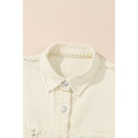 White Frayed Exposed Seam Denim Jacket - S thumbnail